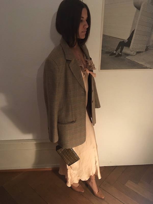 Vintage Fendi Silk nightgown peachy pastels Wool 90s blazer boho kate sienna kim k