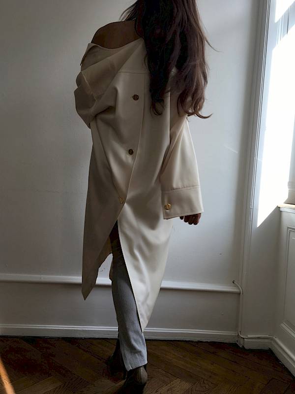Eve wool coat dress Vintage haut couture france virgin off white